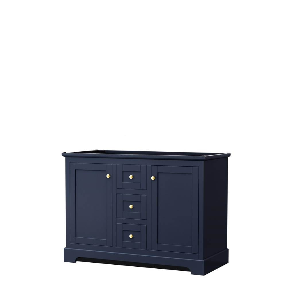 Wyndham Collection - Avery 48 Inch Double Bathroom Vanity in Dark Blue, No Countertop, No Sinks, No Mirror