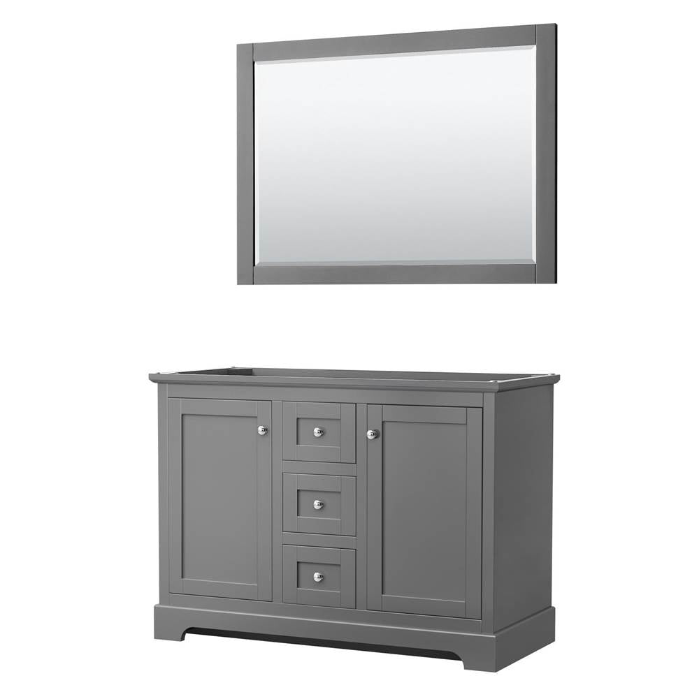 Wyndham Collection - Avery 48 Inch Double Bathroom Vanity in Dark Gray, No Countertop, No Sinks, 46 Inch Mirror