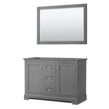 Wyndham Collection - Avery 48 Inch Double Bathroom Vanity in Dark Gray, No Countertop, No Sinks, 46 Inch Mirror