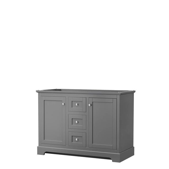 Wyndham Collection - Avery 48 Inch Double Bathroom Vanity in Dark Gray, No Countertop, No Sinks, No Mirror
