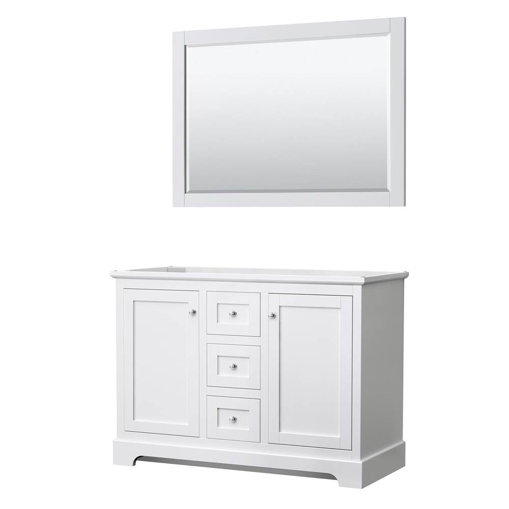 Wyndham Collection - Avery 48 Inch Double Bathroom Vanity in White, No Countertop, No Sinks, 46 Inch Mirror
