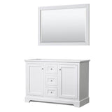 Wyndham Collection - Avery 48 Inch Double Bathroom Vanity in White, No Countertop, No Sinks, 46 Inch Mirror