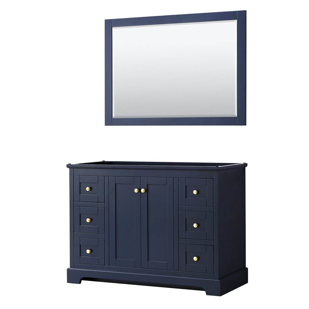 Wyndham Collection - Avery 48 Inch Single Bathroom Vanity in Dark Blue, No Countertop, No Sink, and 46 Inch Mirror - Dark Blue