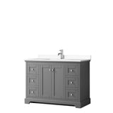 Wyndham Collection - Avery 48 Inch Single Bathroom Vanity in Dark Gray, White Cultured Marble Countertop, Undermount Square Sink, No Mirror