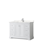 Wyndham Collection - Avery 48 Inch Single Bathroom Vanity in White, Carrara Cultured Marble Countertop, Undermount Square Sink, No Mirror