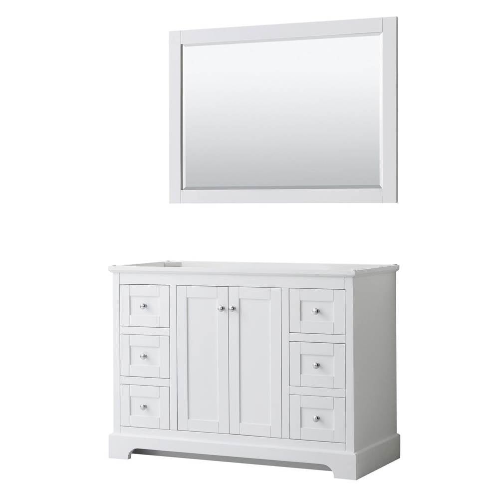 Wyndham Collection - Avery 48 Inch Single Bathroom Vanity in White, No Countertop, No Sink, and 46 Inch Mirror - White