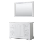 Wyndham Collection - Avery 48 Inch Single Bathroom Vanity in White, No Countertop, No Sink, and 46 Inch Mirror - White