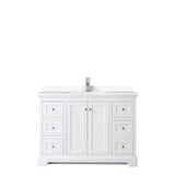 Avery 48 Inch Single Bathroom Vanity in White, White Cultured Marble Countertop, Undermount Square Sink, No Mirror
