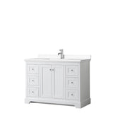 Wyndham Collection - Avery 48 Inch Single Bathroom Vanity in White, White Cultured Marble Countertop, Undermount Square Sink, No Mirror