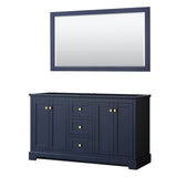 Wyndham Collection - Avery 60 Inch Double Bathroom Vanity in Dark Blue, No Countertop, No Sinks, and 58 Inch Mirror - Dark Blue