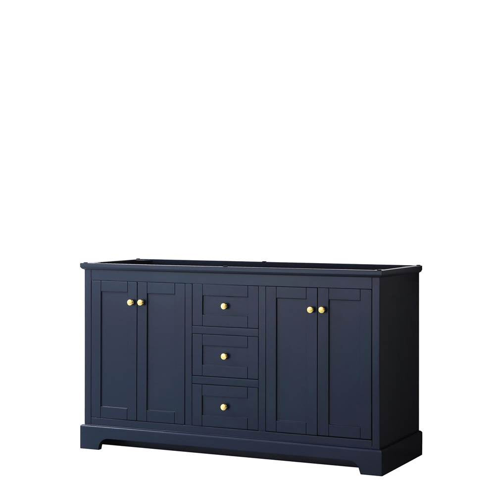 Wyndham Collection - Avery 60 Inch Double Bathroom Vanity in Dark Blue, No Countertop, No Sinks, and No Mirror - Dark Blue