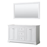 Wyndham Collection - Avery 60 Inch Double Bathroom Vanity in White, No Countertop, No Sinks, and 58 Inch Mirror - White