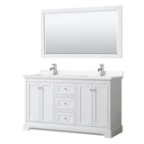 Wyndham Collection - Avery 60 Inch Double Bathroom Vanity in White, White Cultured Marble Countertop, Undermount Square Sinks, 58 Inch Mirror