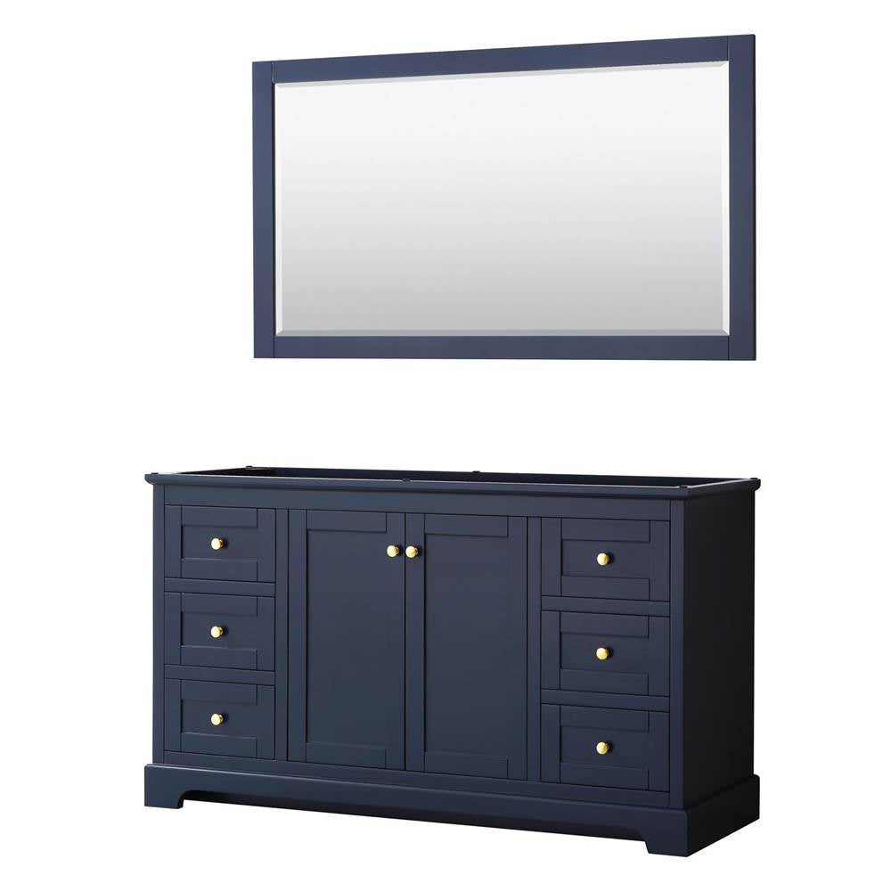 Wyndham Collection - Avery 60 Inch Single Bathroom Vanity in Dark Blue, No Countertop, No Sink, and 58 Inch Mirror - Dark Blue