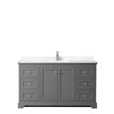 Avery 60 Inch Single Bathroom Vanity in Dark Gray, Carrara Cultured Marble Countertop, Undermount Square Sink, No Mirror