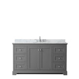 Avery 60 Inch Single Bathroom Vanity in Dark Blue, White Carrara Marble Countertop, Undermount Oval Sink, and No Mirror