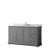 Wyndham Collection - Avery 60 Inch Single Bathroom Vanity in Dark Gray, White Carrara Marble Countertop, Undermount Oval Sink, and No Mirror - Dark Gray
