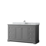 Wyndham Collection - Avery 60 Inch Single Bathroom Vanity in Dark Gray, White Carrara Marble Countertop, Undermount Square Sink, and No Mirror - Dark Gray