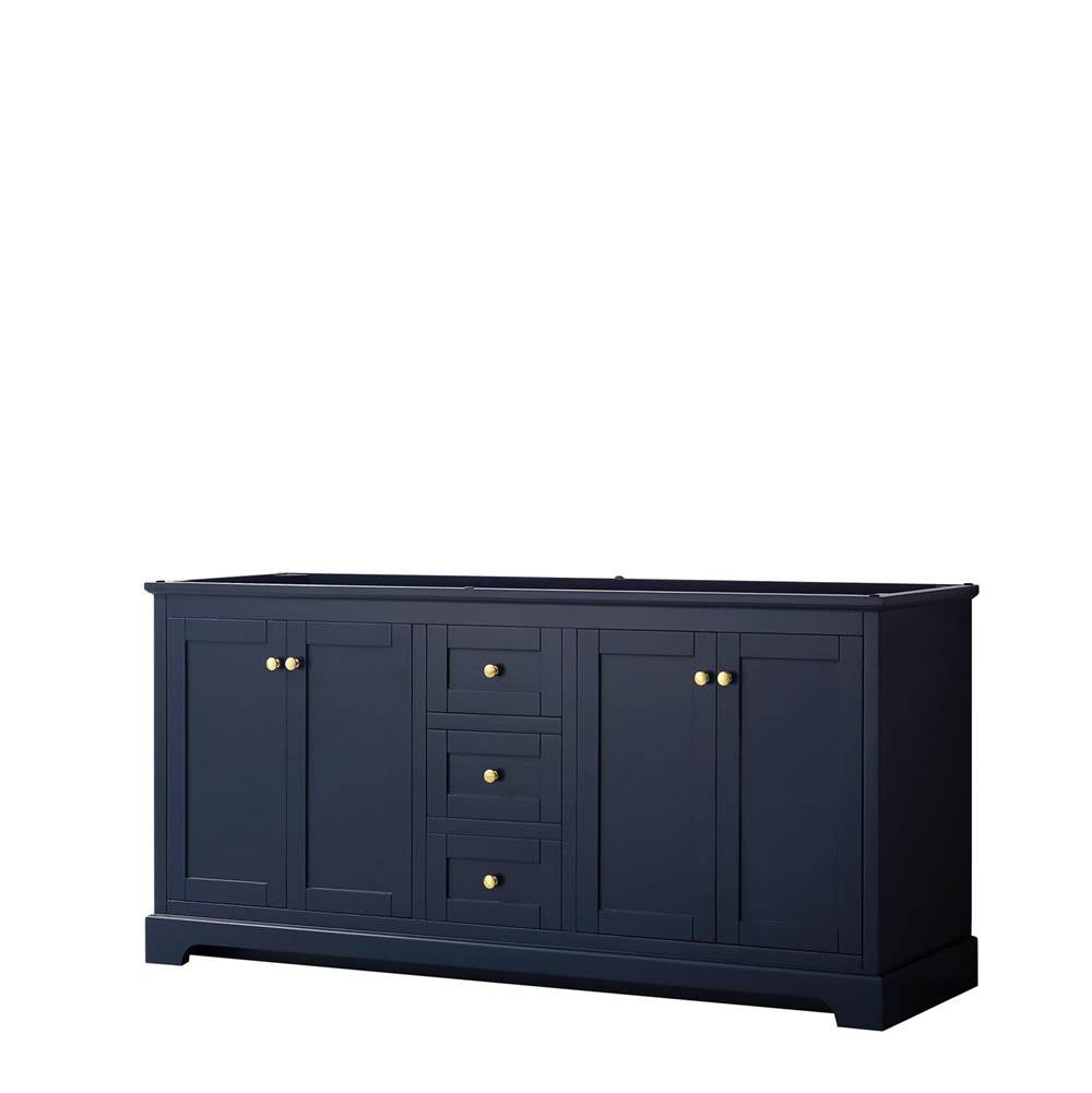 Wyndham Collection - Avery 72 Inch Double Bathroom Vanity in Dark Blue, No Countertop, No Sinks, and No Mirror - Dark Blue