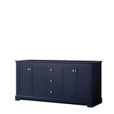 Wyndham Collection - Avery 72 Inch Double Bathroom Vanity in Dark Blue, No Countertop, No Sinks, and No Mirror - Dark Blue