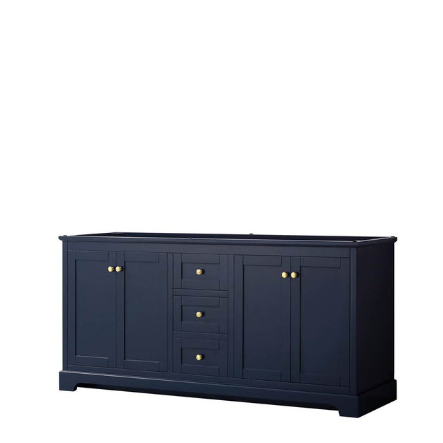 Wyndham Collection - Avery 72 Inch Double Bathroom Vanity in Dark Blue, No Countertop, No Sinks, and No Mirror - Dark Blue