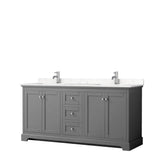 Wyndham Collection - Avery 72 Inch Double Bathroom Vanity in Dark Gray, Carrara Cultured Marble Countertop, Undermount Square Sinks, No Mirror