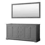 Wyndham Collection - Avery 72 Inch Double Bathroom Vanity in Dark Gray, No Countertop, No Sinks, and 70 Inch Mirror - Dark Gray
