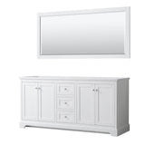 Wyndham Collection - Avery 72 Inch Double Bathroom Vanity in White, No Countertop, No Sinks, and 70 Inch Mirror - White