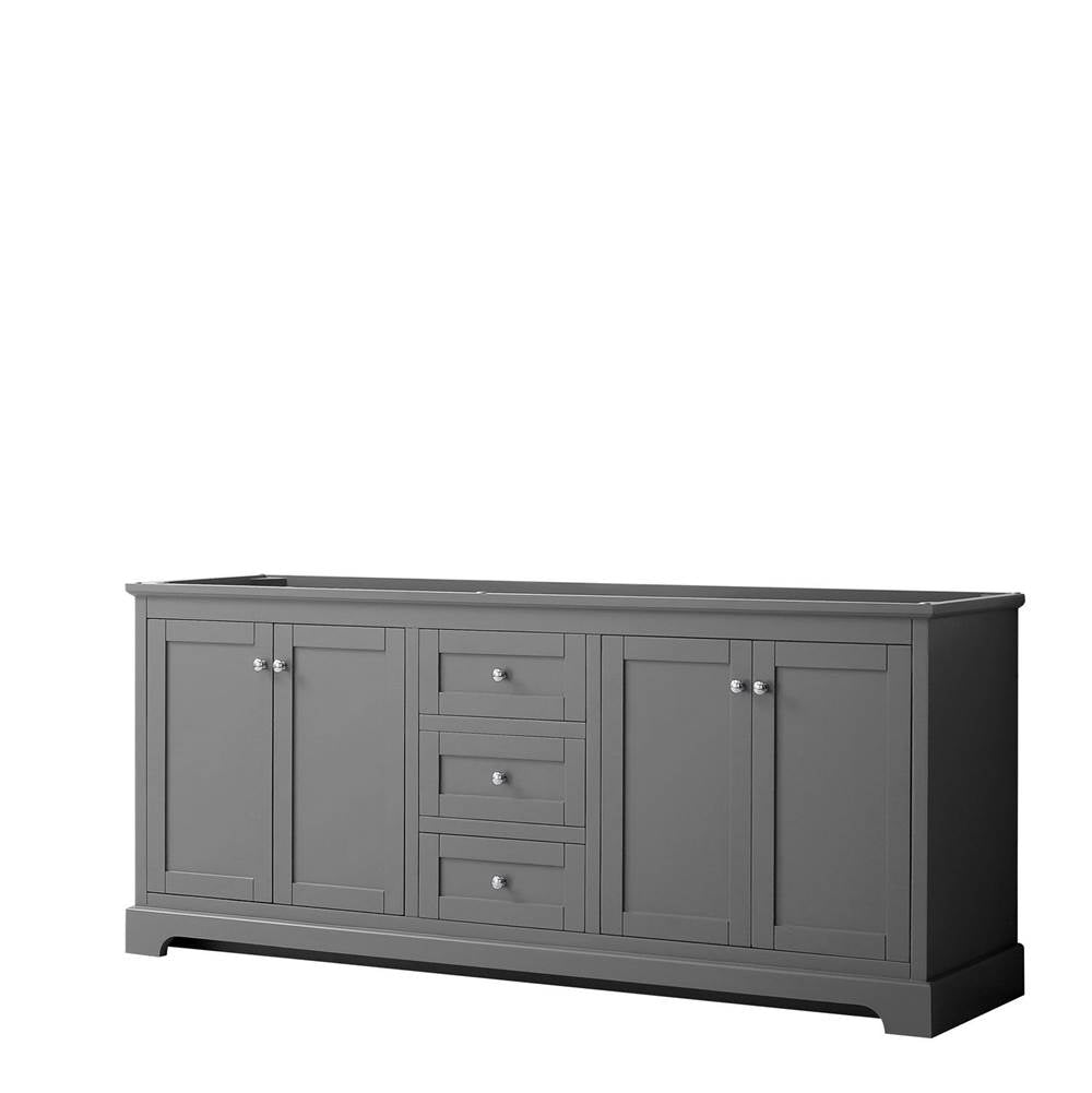 Wyndham Collection - Avery 80 Inch Double Bathroom Vanity in Dark Gray, No Countertop, No Sinks, and No Mirror - Dark Gray
