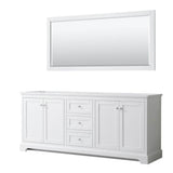 Wyndham Collection - Avery 80 Inch Double Bathroom Vanity in White, No Countertop, No Sinks, and 70 Inch Mirror - White