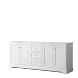 Wyndham Collection - Avery 80 Inch Double Bathroom Vanity in White, No Countertop, No Sinks, and No Mirror - White
