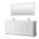 Wyndham Collection - Avery 80 Inch Double Bathroom Vanity in White, White Cultured Marble Countertop, Undermount Square Sinks, 70 Inch Mirror