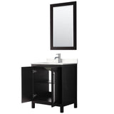 Daria 30 Inch Single Bathroom Vanity in Dark Espresso, Carrara Cultured Marble Countertop, Undermount Square Sink, 24 Inch Mirror