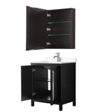 Daria 30 Inch Single Bathroom Vanity in Dark Espresso, Carrara Cultured Marble Countertop, Undermount Square Sink, Medicine Cabinet