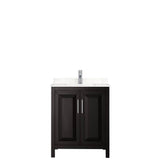 Daria 30 Inch Single Bathroom Vanity in Dark Espresso, Carrara Cultured Marble Countertop, Undermount Square Sink, No Mirror