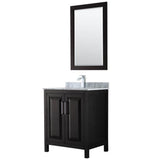 Wyndham Collection - Daria 30 Inch Single Bathroom Vanity in Dark Espresso, White Carrara Marble Countertop, Undermount Square Sink, and 24 Inch Mirror - Dark Espresso