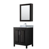 Wyndham Collection - Daria 30 Inch Single Bathroom Vanity in Dark Espresso, White Carrara Marble Countertop, Undermount Square Sink, and Medicine Cabinet - Dark Espresso