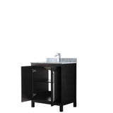 Daria 30 Inch Single Bathroom Vanity in Dark Blue, White Carrara Marble Countertop, Undermount Square Sink, No Mirror