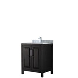Wyndham Collection - Daria 30 Inch Single Bathroom Vanity in Dark Espresso, White Carrara Marble Countertop, Undermount Square Sink, and No Mirror - Dark Espresso