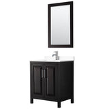 Wyndham Collection - Daria 30 Inch Single Bathroom Vanity in Dark Espresso, White Cultured Marble Countertop, Undermount Square Sink, 24 Inch Mirror