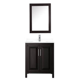 Daria 30 Inch Single Bathroom Vanity in Dark Espresso, White Cultured Marble Countertop, Undermount Square Sink, Medicine Cabinet