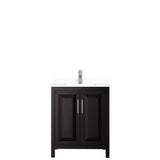 Daria 30 Inch Single Bathroom Vanity in Dark Espresso, White Cultured Marble Countertop, Undermount Square Sink, No Mirror