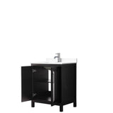 Daria 30 Inch Single Bathroom Vanity in Dark Espresso, White Cultured Marble Countertop, Undermount Square Sink, No Mirror