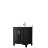 Wyndham Collection - Daria 30 Inch Single Bathroom Vanity in Dark Espresso, White Cultured Marble Countertop, Undermount Square Sink, No Mirror
