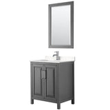 Wyndham Collection - Daria 30 Inch Single Bathroom Vanity in Dark Gray, Carrara Cultured Marble Countertop, Undermount Square Sink, 24 Inch Mirror