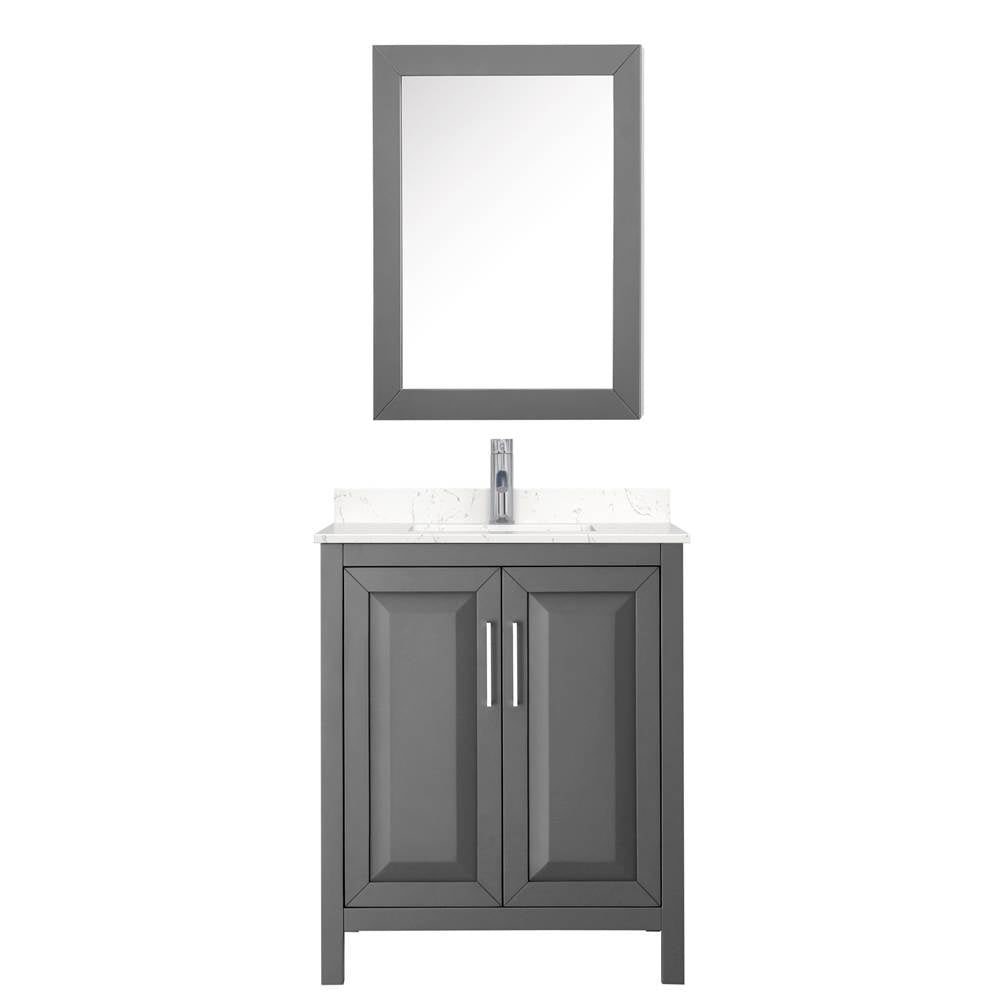 Daria 30 Inch Single Bathroom Vanity in Dark Gray, Carrara Cultured Marble Countertop, Undermount Square Sink, Medicine Cabinet