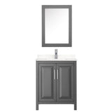 Daria 30 Inch Single Bathroom Vanity in Dark Gray, Carrara Cultured Marble Countertop, Undermount Square Sink, Medicine Cabinet