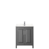 Daria 30 Inch Single Bathroom Vanity in Dark Gray, Carrara Cultured Marble Countertop, Undermount Square Sink, No Mirror