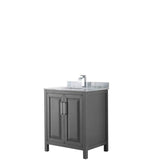 Wyndham Collection - Daria 30 Inch Single Bathroom Vanity in Dark Gray, White Carrara Marble Countertop, Undermount Square Sink, and No Mirror - Dark Gray