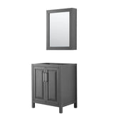 Wyndham Collection - Daria 30 Inch Single Bathroom Vanity in Dark Gray, No Countertop, No Sink, and Medicine Cabinet - Dark Gray